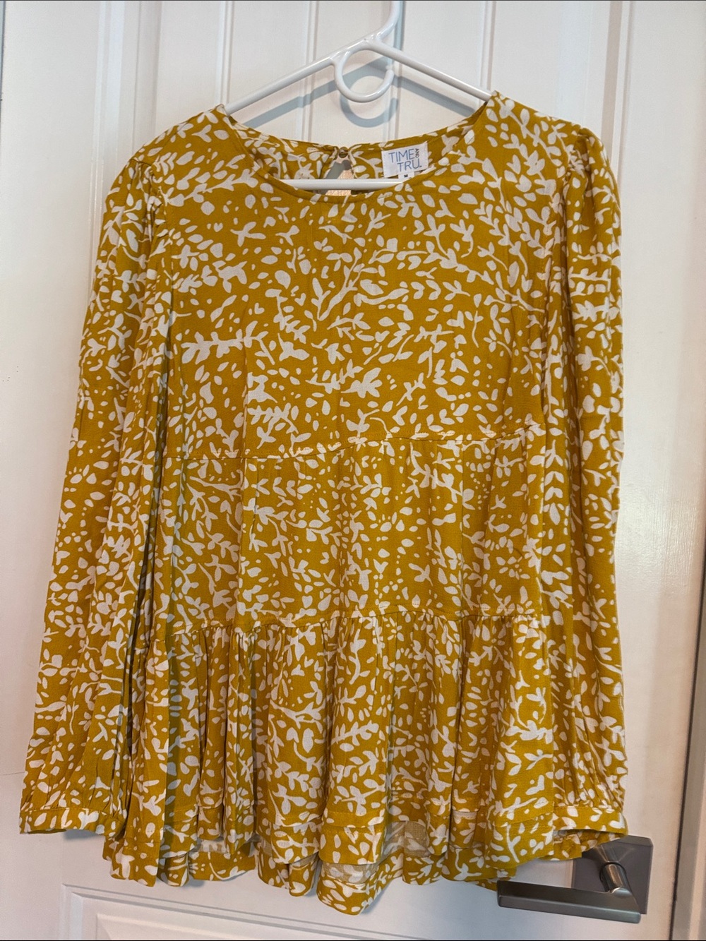 Time and Tru Yellow and White Floral Babydoll Top
